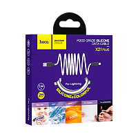 Кабель HOCO X21 Plus USB (m)-Lightning (m) 1м 2.4A силикон черный белый (1/28/168)