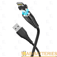 Кабель HOCO X63 USB (m)-Lightning (m) 1м 2.4A нейлон магнит черный (1/31/310)