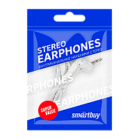 Наушники внутриканальные Smartbuy A4 (цветной пакет) белый (1/100)