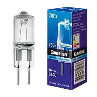 Лампа галогенная Camelion JD G6.35 20W 2800К 220-240V капсула прозрачная (1/5/100)