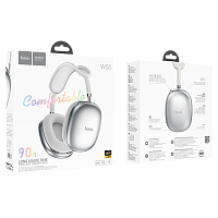 Наушники полноразмерные HOCO W55 bluetooth 5.4 с микр. серебряный (1/40) 