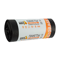 Мешки для мусора Рыжий кот 90л 40мкм ПВД 10шт. особо прочные черный (1/20)