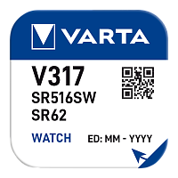 Батарейка Varta 317 (SR516SW) BL1 Silver Oxide 1.55V (1/10/100) 