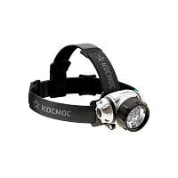 Фонарь налобный Космос H7 7LED от батареек 3 ур.ярк. черный (1/25/100)