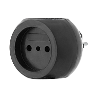 Разветвитель Без бренда "Круглый" 3р.Б/З 6A черный (1/50)