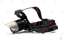 Фонарь налобный Без бренда 173-P50 от аккумулятора 3 режима+ZOOM черный