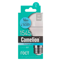 Лампа светодиодная Camelion A60 E27 16W 4000К 220V груша матовая (1/10/100)