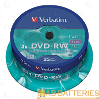 Диск DVD-RW VS 4.7GB 4x 25шт. cake box 
