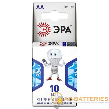 Батарейка ЭРА Super LR6 AA BL10 Alkaline 1.5V компактный (10/100/600/18000) 
