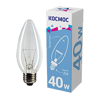 #Лампа накаливания Космос E27 40W 220-240V свеча Брест прозрачная (1/10/100)