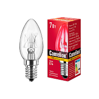 Лампа накаливания Camelion E14 7W 220-240V свеча DP-704 BL4 прозрачная (4/40/800)
