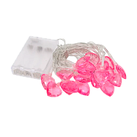 Гирлянда Космос Сердечки 3D 20LED 1,9+0,5м 2.5*1*2.3cм розовый прозрачный акрил белый теплый (1/24)