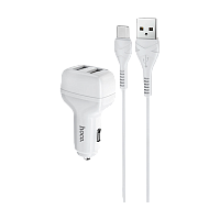 Автомобильное З/У HOCO Z36 2USB 2.1A с кабелем Type-C белый (1/14/140) 