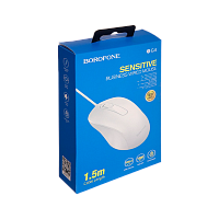 Мышь проводная Borofone BG4 классическая USB белый (1/22/88) 