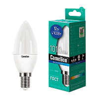 Лампа светодиодная Camelion C35 E14 12W 6500К 170-265V свеча матовая (1/10/100)