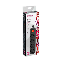 Удлинитель Defender G450 4р.С/З 10A 5.0м с выкл. черный (1/35)