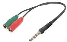 Переходник AUX Defender HEADSET Jack 3.5mm (m)-2xJack 3.5mm (f) черный (1/50)
