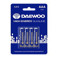 Батарейка Daewoo HIGH ENERGY LR03 AAA BL4 Alkaline 1.5V (4/40/960) 