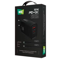 Сетевое З/У MORE CHOICE NC82a 1USB+1Type-C 3.0A 35W PD,QC с кабелем Type-C/Type-C черный 
