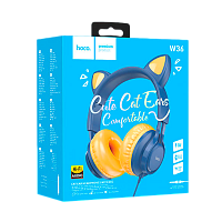 Наушники полноразмерные HOCO W36 Cat ear с микр. синий (1/30) 