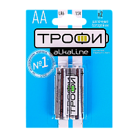 Батарейка Трофи LR6 AA BL2 Alkaline 1.5V (2/40/320/15360) 