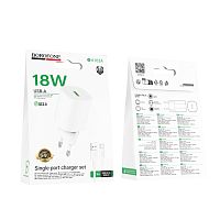 Сетевое З/У Borofone BA102A 1USB 18W QC3.0 с кабелем Type-C белый (1/20/120) 