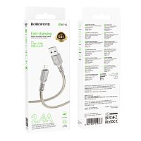 Кабель Borofone BX116 USB (m)-Lightning (m) 1м 2.4A ПВХ серый (1/360)