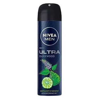 Дезодорант мужской Nivea Ultra Darkwood Deo спрей 150мл (1/6)