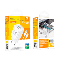 Сетевое З/У GFPower S73PQ-TT 1USB+1Type-C 20W PD,QC с кабелем Type-C белый (1/30/180)