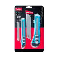 Набор ножей универсальных Smartbuy Tools 10 шт, с отлам.лезвием 9 мм и 18 мм, 2 ножа, 8 лезвий/120