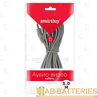 Кабель AUX Smartbuy KA-335 Jack 3.5mm (m)-Jack 3.5mm (m) 5.0м силикон серый (1/50)