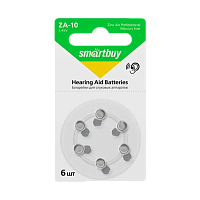 Батарейка Smartbuy ZA10 BL6 Zinc Air 1.45V (6/60/600/3000)