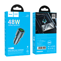 Автомобильное З/У HOCO Z60 1USB+1Type-C 48W QC3.0 / PD3 серый (1/13/130) 