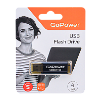 Флеш-накопитель GoPower HIT 4GB USB2.0 металл черный 