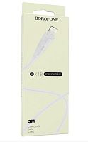 Кабель Borofone BX18 USB (m)-Lightning (m) 3м 1.6A ПВХ белый (1/360)