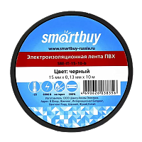 Изолента Smartbuy 15мм*10м ПВХ черный (1/10/500)