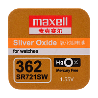 Батарейка Maxell 361/362 BL1 Silver Oxide 1.55V 0%Hg (1/10/100)