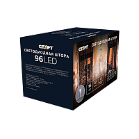 Гирлянда Старт НГ 96LED 1.5*1м лампочки занавес медь 8 режимов белый (1/25/100)