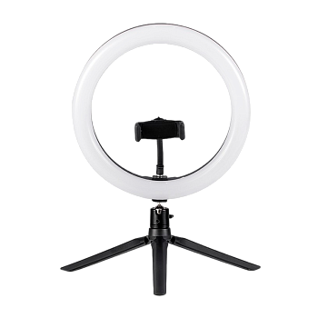 Светильник кольцевой Camelion KD-849 10W 5V на основании 1.8м держатель черный (1/20)