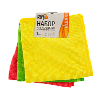 Салфетка Рыжий кот MFS-02/3 30х30см 3шт. микрофибра ассорти (1/5/40)