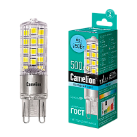 Лампа светодиодная Camelion G9 6W 4500К 170-265V капсула прозрачная (1/5/500)