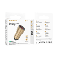 Автомобильное З/У Borofone BZ19A 1USB 18W QC3.0 золотой (1/94/376)