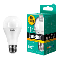 Лампа светодиодная Camelion A60 E27 12W 3000К 220V груша матовая (1/10/100)