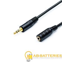 Кабель AUX Atcom Jack 3.5mm (m)-Jack 3.5mm (f) 5.0м силикон черный (1/150)