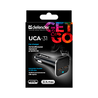 Автомобильное З/У Defender UCA-31 2USB 3.1A 5W черный (1/50) 