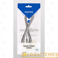 Кабель AUX Smartbuy KA-331 Jack 3.5mm (m)-Jack 3.5mm (m) 1.8м силикон серый (1/15) 