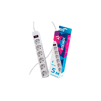 Сетевой фильтр Космос 6р.С/З 16A 5.0м ПВС 3x1мм² с выкл. белый (1/20)