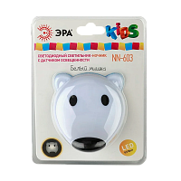 Ночник ЭРА NN-603 1LED 0.5W 220V в розетку с фотосенсором белый (1/42)