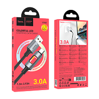 Кабель HOCO U144 USB (m)-Type-C (m) 1.2м 3.0A нейлон подсветка золотой (1/22/220)