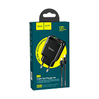 Сетевое З/У HOCO N5 1USB/Type-C 3.0A 20W PD3.0 черный (1/12/120)